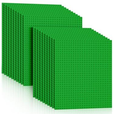 Imagem de Pokiiulk 20 Baseplates for Bricks, Classic Green Building Base Plates, 10"x 10" (32Studs Each Side), Compatible with All Major Brands