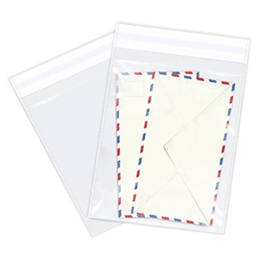 Imagem de 200 unidades – sacos de plástico de polietileno reseláveis de celofane de selagem automática transparente de 15,24 cm x 22,86 cm para cartões e envelopes A7 A8 A9, padaria, biscoitos, doces