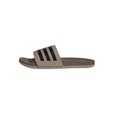 Imagem de adidas Sandália Adilette confortável unissex para adultos, Blanch Cargo/Preto/Earth Strata, 18 Women/17 Men