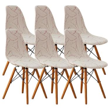 Imagem de Capa para cadeira, moderna e elástica, jacquard para cadeira de jantar, sem braço, para cozinha, escritório, sala de estar (rosa, 6)