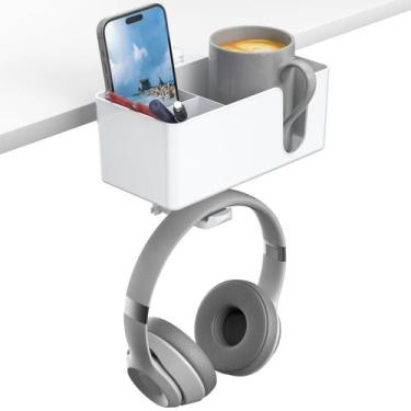 Imagem de Organizador de mesa KDD 4 em 1 Under Desk Cup Holder Gancho de fone de
