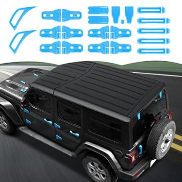 Imagem de CheroCar 22 peças acessórios exteriores tampa do capô do motor tampa da dobradiça da porta lateral ar condicionado tampa da maçaneta da porta para Jeep Wrangler JL JLU Sports Sahara Freedom Run 2018