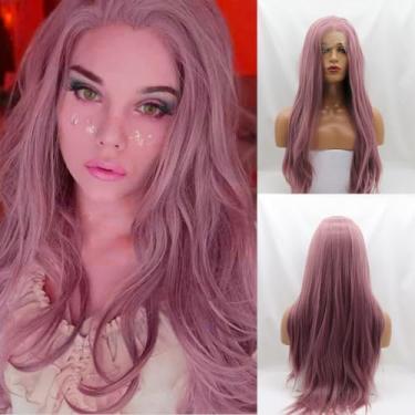 Imagem de Perucas roxas de uva para mulheres, cabelo de fibra de alta temperatura, peruca de seda com tela frontal, metade amarrada à mão, sem embaraço, densidade 150, cor de uva, perucas de cabelo para mulheres, cosplay para festas
