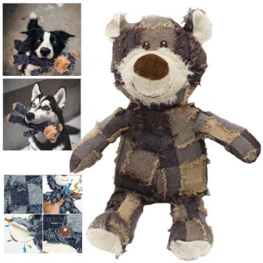 Imagem de Areytrv Brinquedo De Pelúcia Indestrutível Para Cães, Urso Robusto - Heavy Chewer'S Squeaky Companion, Amigo Eterno Inquebrável (Roxo, G)