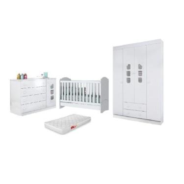 Imagem de Jogo de Quarto Infantil Ana Lívia Roupeiro e Cômoda MDF + Berço Mini C