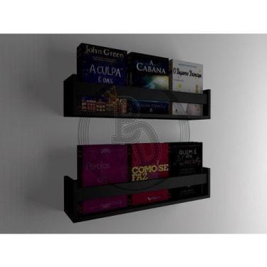 Imagem de Prateleira Para Livros Infantis Montessoriana Mdf 15mm Preto 2 pç - B&