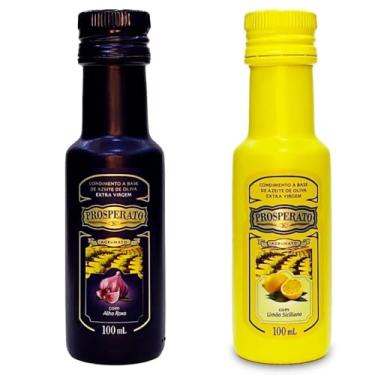 Imagem de Kit com 2 Azeites de Oliva Condimentados Prosperato Extra Virgem, Alho Roxo e Limão Siciliano, 100ml