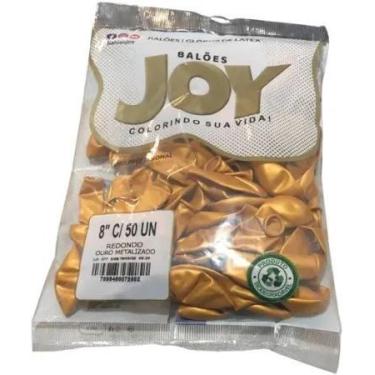 Imagem de Balão Joy N8 dourado com 50 unidades - Balões Joy