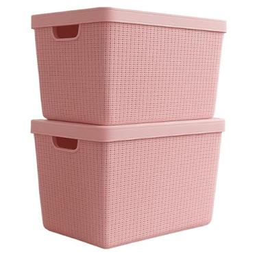 Imagem de Cesto Organizador com Tampa Caixa Organizadora de Plástico Multiuso Cesta Organizadora para Armazenamento Caixas Organizadoras