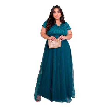 Imagem de Vestido Longo de Festa Plus Size - Glamoor Festa, Verde esmeralda, G2