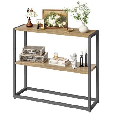 Imagem de Mesa de console TIQLAB Small Entryway 75 cm com prateleiras cinza