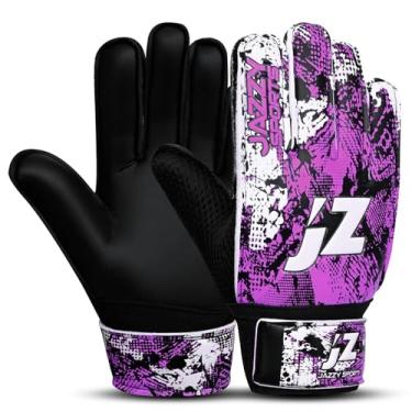Imagem de Jazzy Sports Luvas de goleiro de futebol, luvas de goleiro para salvar os dedos, luvas de futebol 4 mm látex forte aderência proteção da coluna do dedo, luvas de goleiro para crianças jovens (roxo