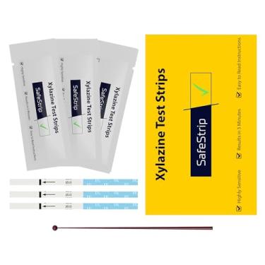 Imagem de SafeStrip - Tiras de teste de xilazina, kit de teste de drogas rápido, confiável e fácil de usar para testes médicos domésticos em pílulas, pó e resíduos, pacote com 10 tiras de teste com colher (10)