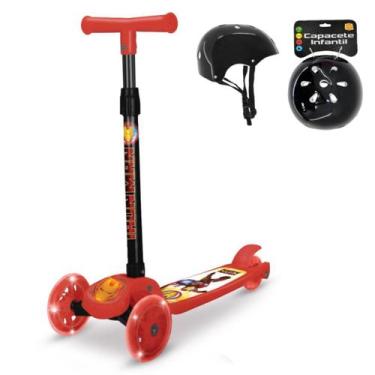 Imagem de Patinete Dobrável Homem Ferro Ajustável Resistente +Capacete - Etilux