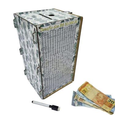 Imagem de Cofre Desafio 50 Mil Guardar Junte Dinheiro Woodbox Torre Di