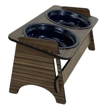 Imagem de Comedouro Bebedouro Pet Elevado Para Cachorros e Gatos Com Tigelas Com TAMPAS(Duplo Cerejeira)