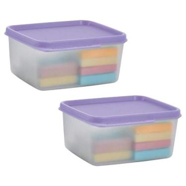 Imagem de Kit 2 Potes Herméticos Tupperware Basic Line Transparente 500ml
