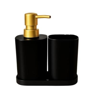 Imagem de Kit Banheiro Dispenser 3 Peças Multiuso Preto e Dourado
