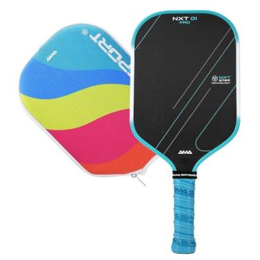 Imagem de AMA SPORT Raquete de pickleball de fibra de carbono aprovada pela USAPA 16 mm Pickleball Raquete de Pickleball com superfície texturizada de fricção com núcleo de favo de mel PP de propulsão (NXT 01