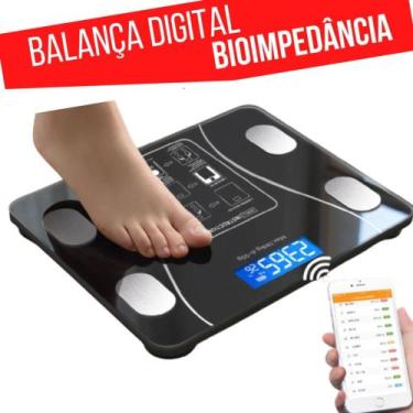 Imagem de Balança Digital Bioimpedância Avaliação Corporal Fitness com Aplicativ