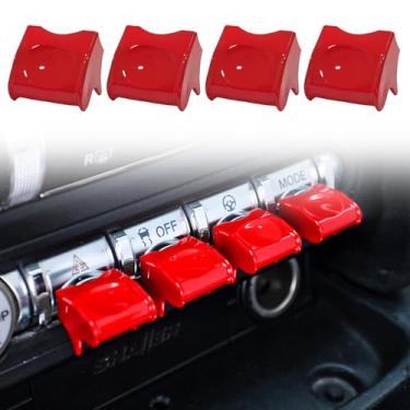 Imagem de Treesiche Acabamento da tampa do botão de controle do painel do console central 4 peças para Mustang 2015 2016-2022 acessórios interiores (vermelho)
