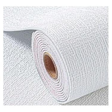 Imagem de Papel De Parede Adesivo Textura Linho Cor Sólida - Acabamento Moderno e Minimalista, Autocolante para Escritório, Sala e Quarto(Branco,5 Metros x 50cm-2.5m²)