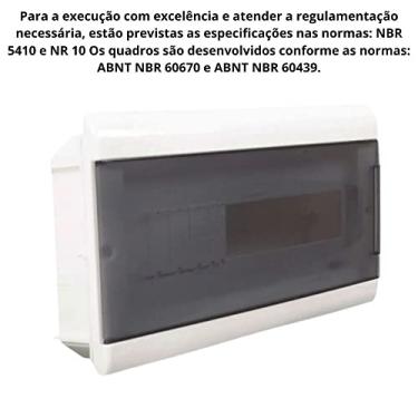 Imagem de Quadro de embutir para 16 disjuntores DIN branco porta fumê Steck