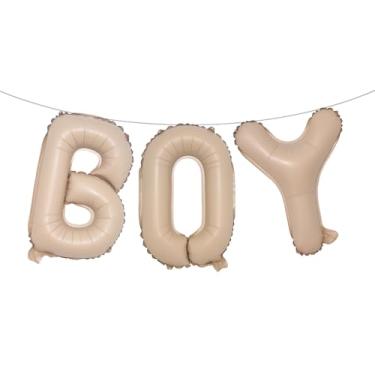 Imagem de Letras de balão de 40,6 cm para meninos ou meninas | Balões reveladores de gênero, decorações de revelação de gênero | Decorações de chá de bebê (caramelo menino)