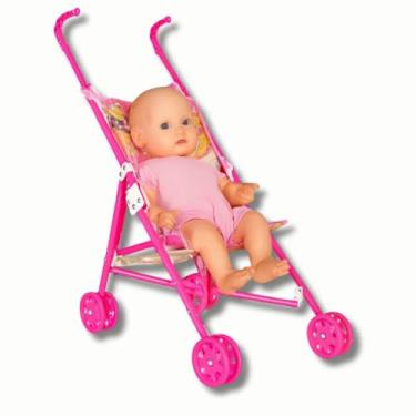 Imagem de Carrinho de Boneca Dobrável, Rosa, 54cm Altura, Leve e Compacto Presente Menina