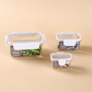 Imagem de Conjunto 3 Potes Herméticos Retangulares 50ml 150ml 350ml Transparente