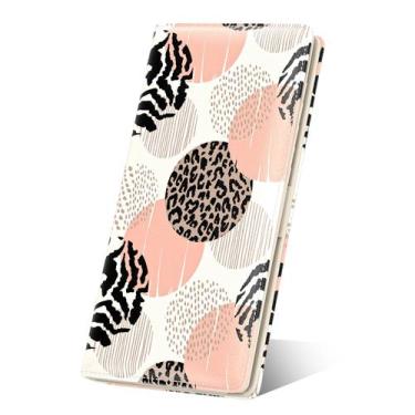 Imagem de Carteira feminina Nipichsha RFID de couro fino com estampa de leopardo