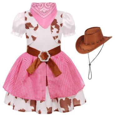 Imagem de Fantasia de cowgirl Ekoropshop Kids Western para meninas de 5 a 6 anos