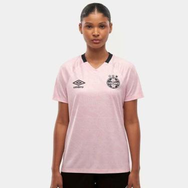 Imagem de Camisa Grêmio Outubro Rosa 25/26 Torcedor Umbro Feminina, Rosa, Preto,
