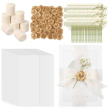 Imagem de Conjunto de convites de casamento Fuyoooo 50 conjuntos com acessórios