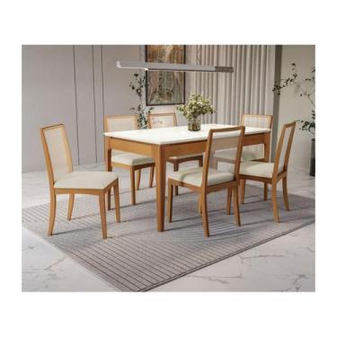 Imagem de Mesa de Jantar 6 Cadeiras 6 Lugares Retangular Madeira Kappesberg Luna