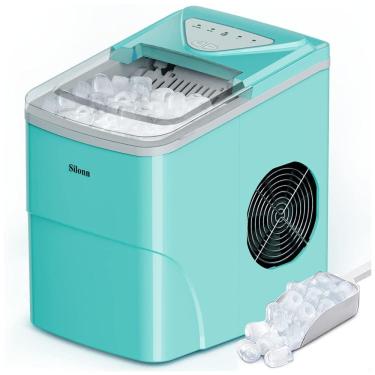 Imagem de Máquina de Gelo Automática Capacidade 2L, Aço Inoxidável com Painel de Controle, 110v, SILONN SLIM01G1, Azul