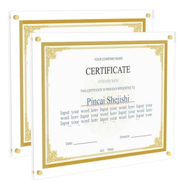 Imagem de Moldura acrílica para parede, moldura transparente para diploma, sem broca, moldura flutuante sem moldura, para documento de diploma, certificado de graduação e exibição de obras de arte, presente de