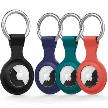 Imagem de Pacote com 4 capas para AirTag, com chaveiro, porta-chaves de silicone macio, corrente para Apple Air Tag, GPS, localizadores de itens, acessórios, para mochila, bagagens, animais de estimação (4