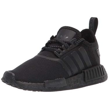 Imagem de adidas Originals Tênis infantil unissex NMD_r1, Preto/Preto/Cinza (Elástico), 5 Infant