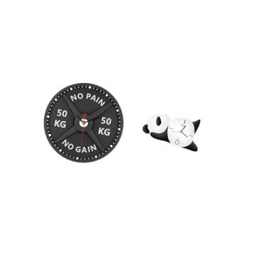 Imagem de Fenteer Relógio de Parede Panda 3D Criativo, Ornamento, Moderno, Decorativo, Fofo, para Academia em Casa, Musculação, Treino, Levantamento de Peso, Decoração