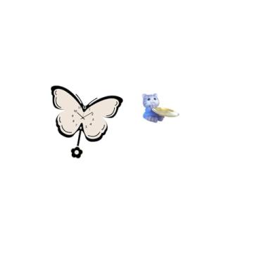 Imagem de Fenteer Relógio de Parede de Acrílico com Borboleta E Bandeja com Estátua de Gato em Resina, Escultura Decorativa Moderna para Escritório, Sala de Jantar, Qua