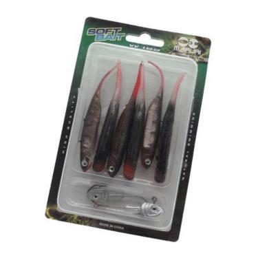 Imagem de Kit 6 Isca Artificial Soft Shad Macia Pescaria Barco Canoa F