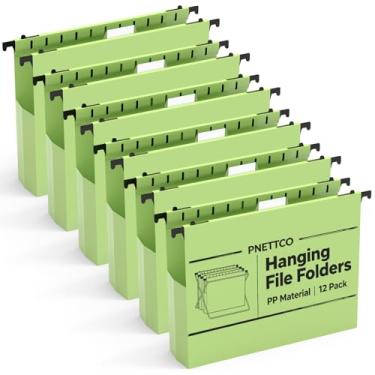 Imagem de Pastas de arquivo suspensas de plástico com capacidade extra, pacote com 12 pastas suspensas reforçadas, expansão de 5 cm, pastas de armário de arquivo, tamanho carta para arquivos em massa/gráficos