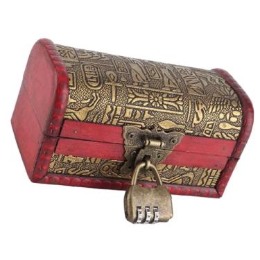 Imagem de Cryfokt Caixa de Joias de Madeira Clássica, Capa Protetora para Exibição de Objetos de Valor, Organização de Decoração Em Estilo Europeu (Tamanho pequeno com bloqueio de senha)