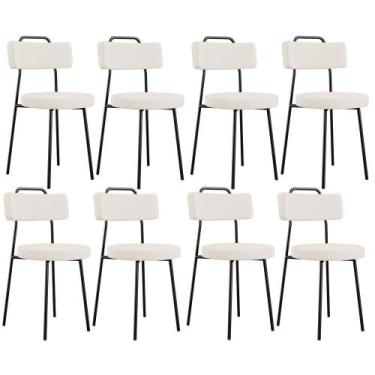 Imagem de Kit 08 Cadeiras Estofada Barcelona F01 Linho Bege - LYAM DECOR