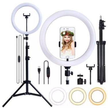 Imagem de Kit Completo Ring Light 26cm 10 Polegadas Com Tripé Dimmer Youtuber Se