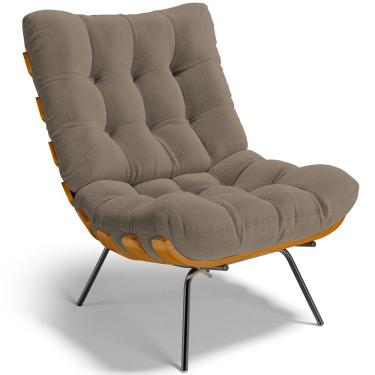 Imagem de Poltrona Decorativa Sala de Estar Costela L02 Bouclê Bege - Lyam Decor