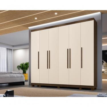 Imagem de Guarda Roupa Casal 6 Portas E 6 Gavetas Atlanta Benetil Cor:imbuia/off White