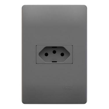 Imagem de Tomada 2p+t 10a 250v Horizontal 4x2 Habitat Onix Fame Cinza