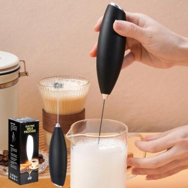 Imagem de 1 espumador de café portátil, mini batedeira com batedor de aço inoxidável, espumador de leite portátil ajustável para cappuccinos, chocolate quente, milkshakes, mistura de ovos (preto)